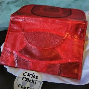Vintage Carlos Falchi Snakeskin Patchwork Clutch